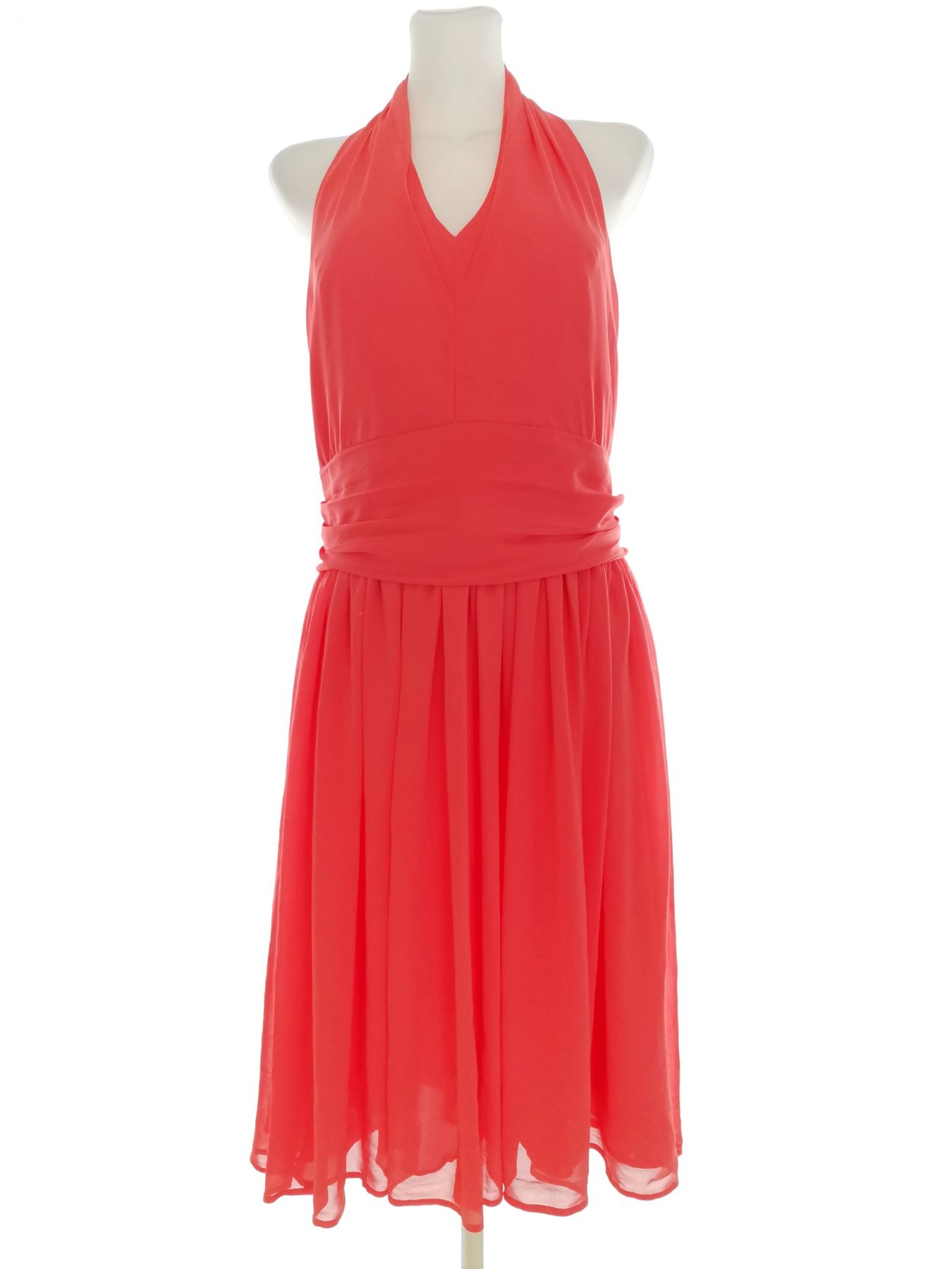 SARA KELLY Stl 42 Färg Orange Halter Sommar Klänning Ärmlös Midi