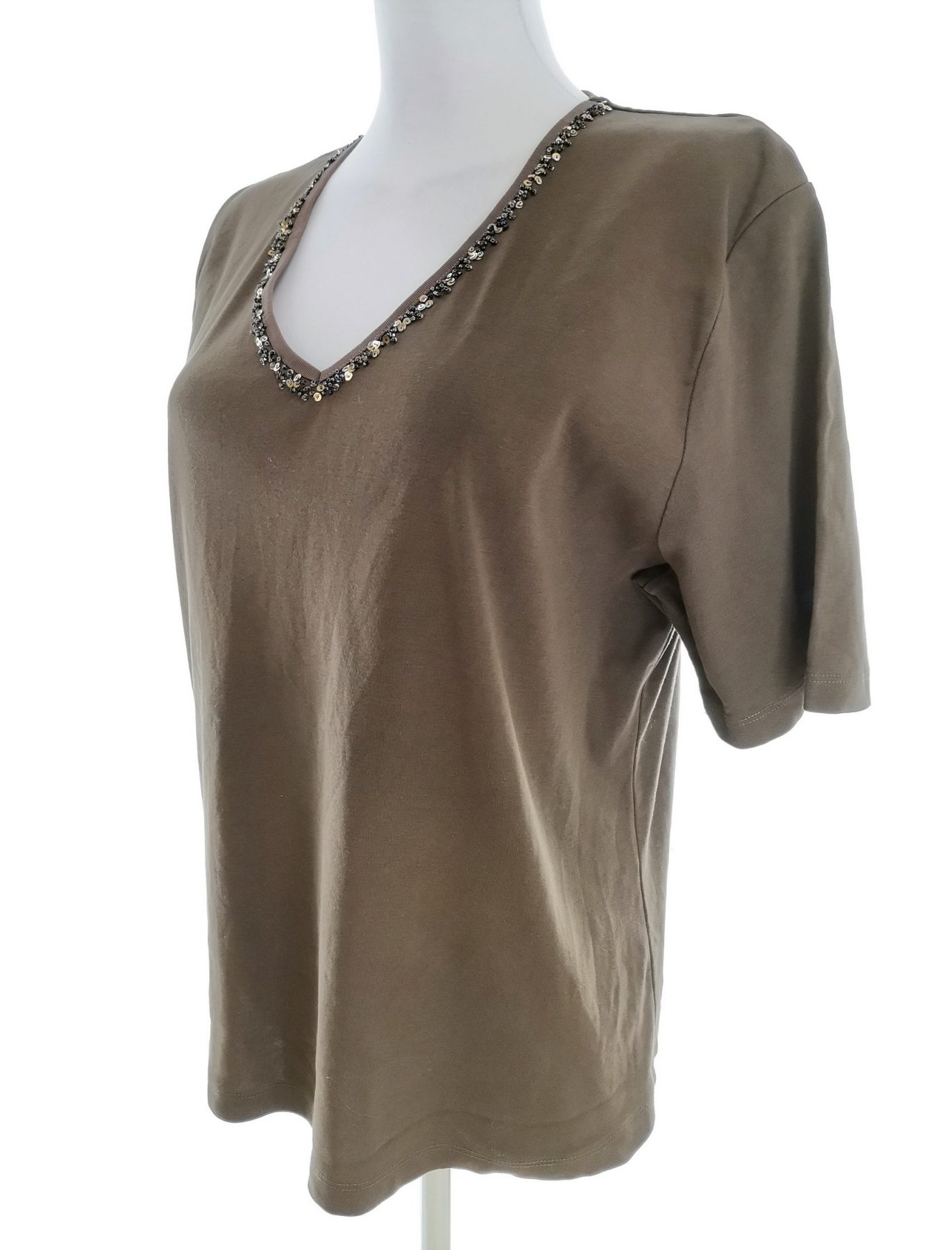 CC Stl XL Färg Khaki V-ringning Blus Kortärmad Material Bomull 100%