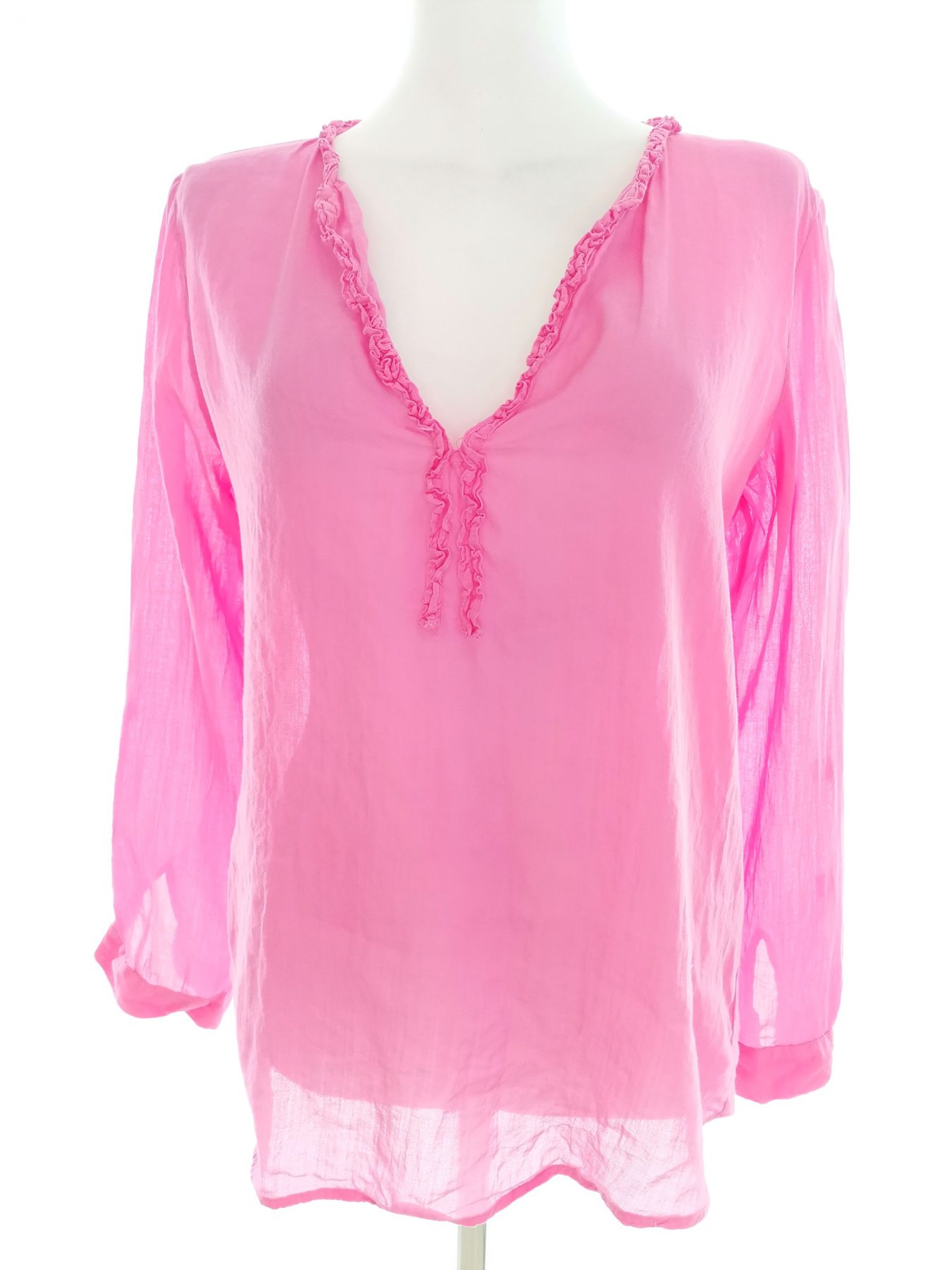 ZARA BASIC Stl M Färg Rosa V-ringning Blus Långärmad Material Ramie