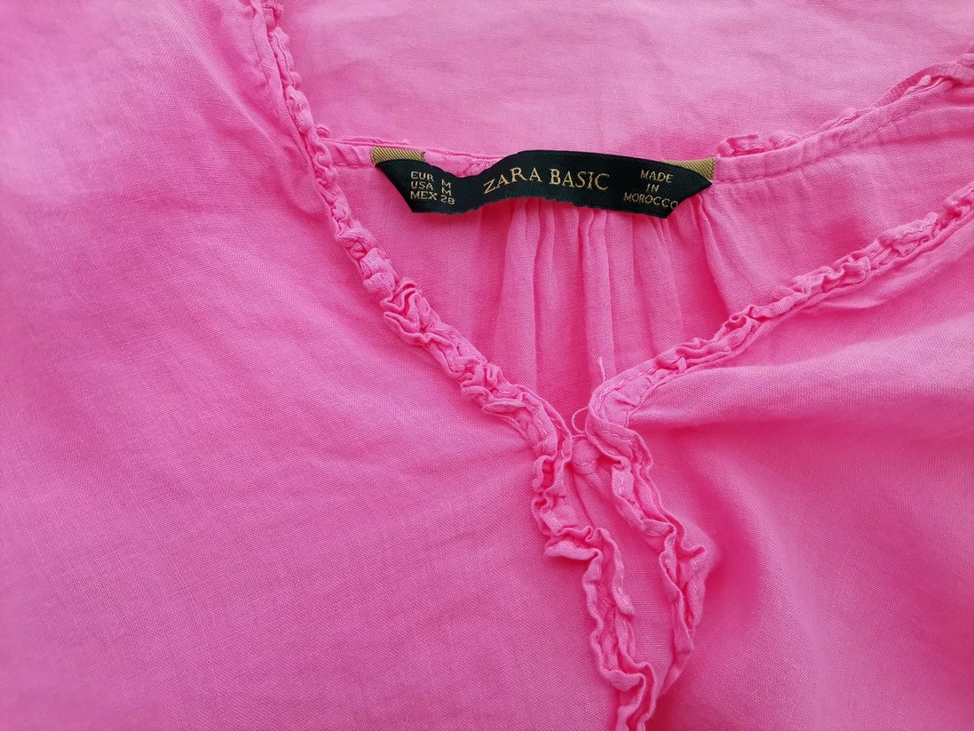 ZARA BASIC Stl M Färg Rosa V-ringning Blus Långärmad Material Ramie