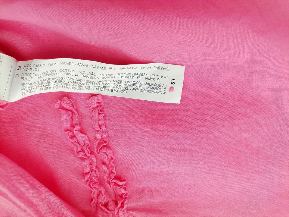 ZARA BASIC Stl M Färg Rosa V-ringning Blus Långärmad Material Ramie