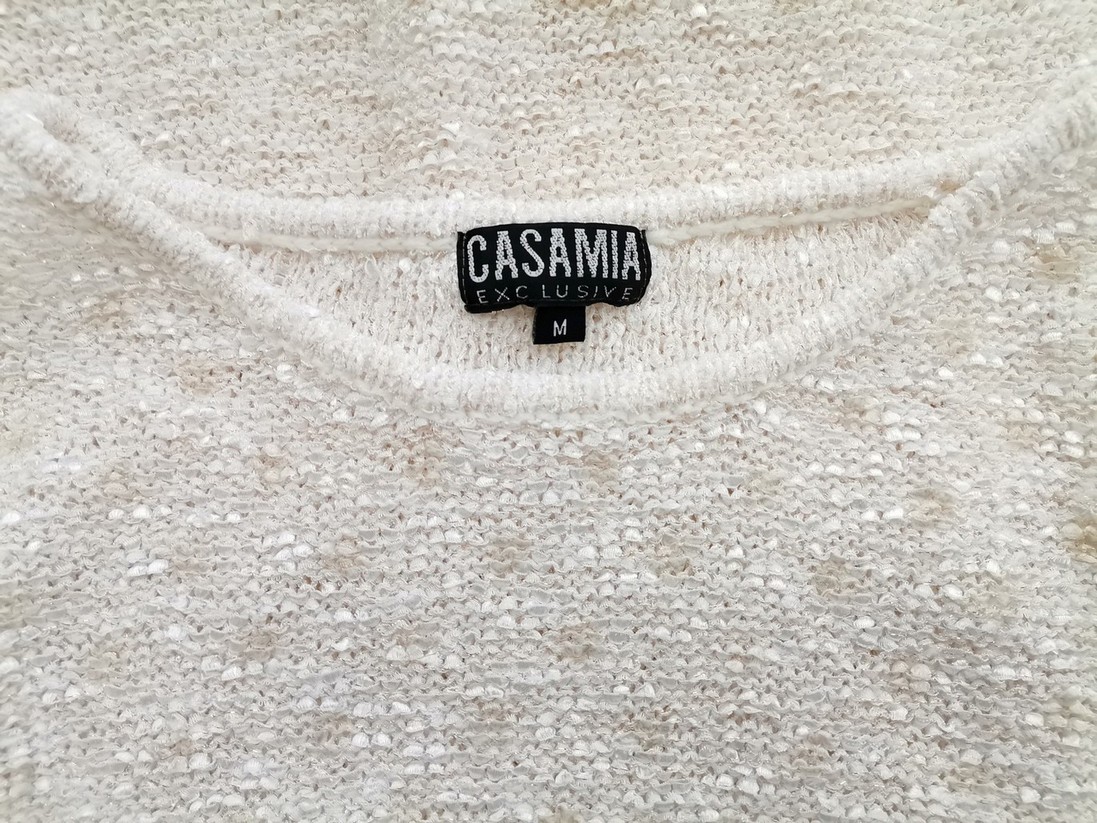 Casamia Exclusive Stl M Färg Elfenben Prickar Rund urringning Stickad Tunika Blus Långärmad