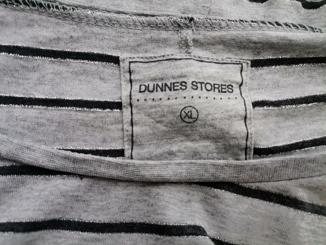 Dunnes stores Stl XL Färg Grå Ränder Båtringning Blus ärm 3/4