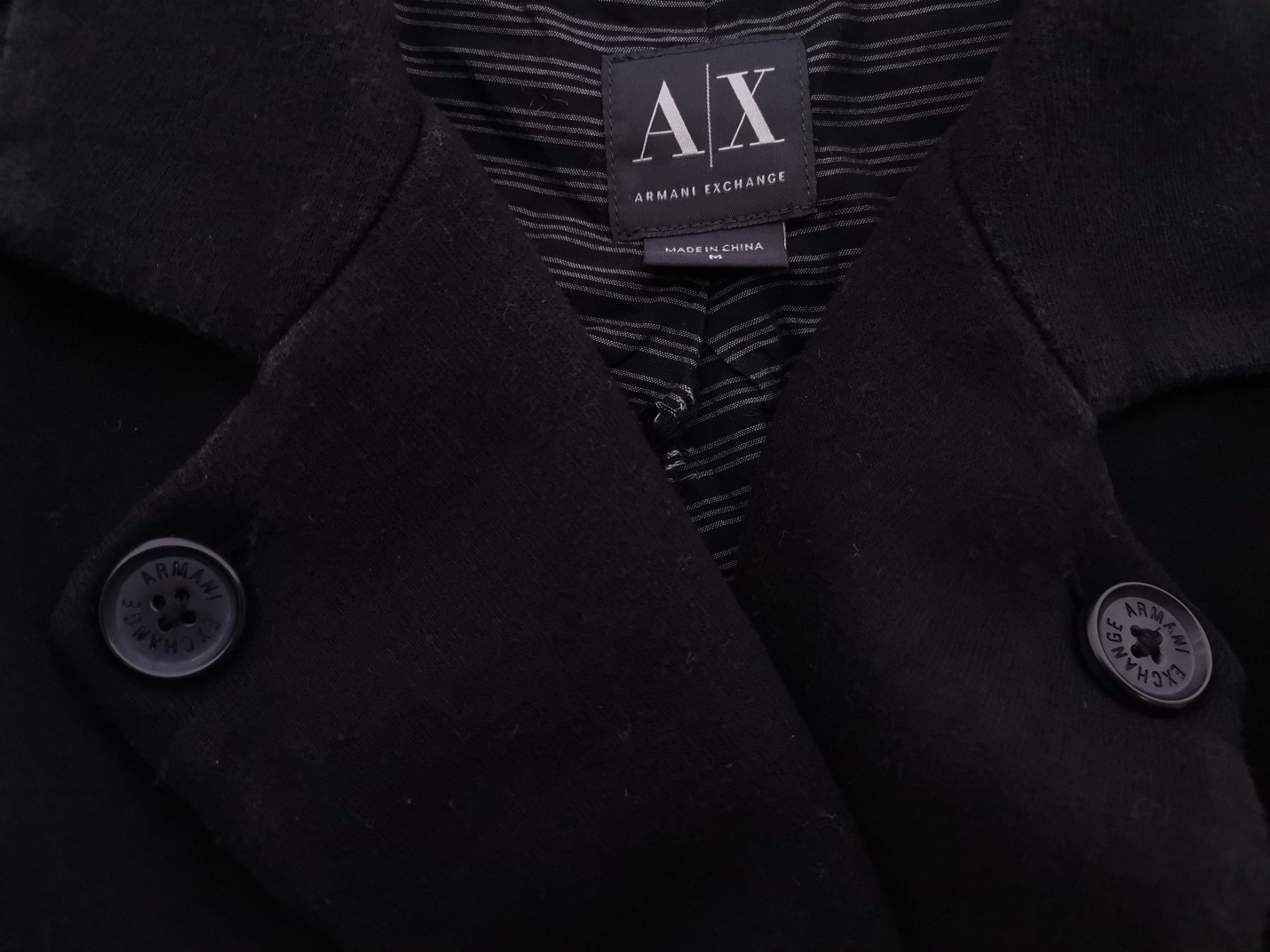 AX Armani Exchange Stl M Färg Svart Krage Kavaj med knappar Långärmad Material Bomull 100%