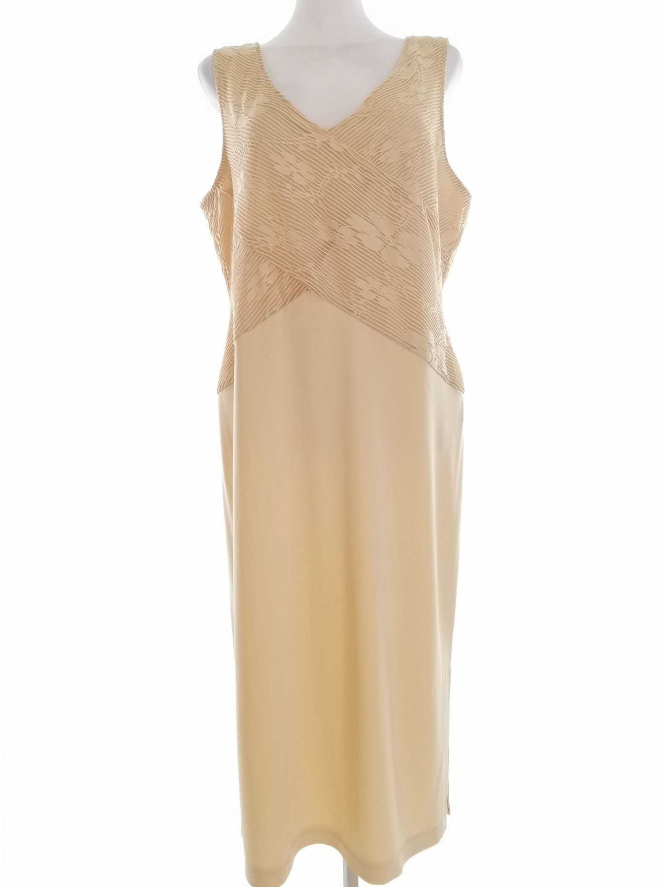 Joseph Ribkoff Stl 16 (44) Färg Beige V-ringning Maxi Klänning Ärmlös Lång