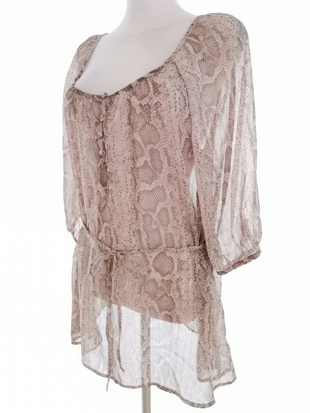 H&m Stl 8 (38) Färg Beige Djurtryck Kvadratisk urringning Tunika blus ärm 3/4