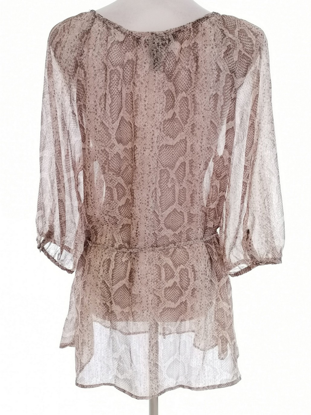 H&m Stl 8 (38) Färg Beige Djurtryck Kvadratisk urringning Tunika blus ärm 3/4