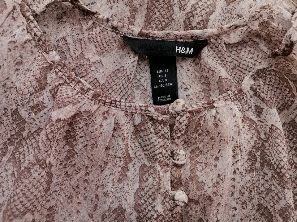 H&m Stl 8 (38) Färg Beige Djurtryck Kvadratisk urringning Tunika blus ärm 3/4