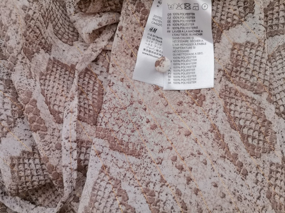 H&m Stl 8 (38) Färg Beige Djurtryck Kvadratisk urringning Tunika blus ärm 3/4