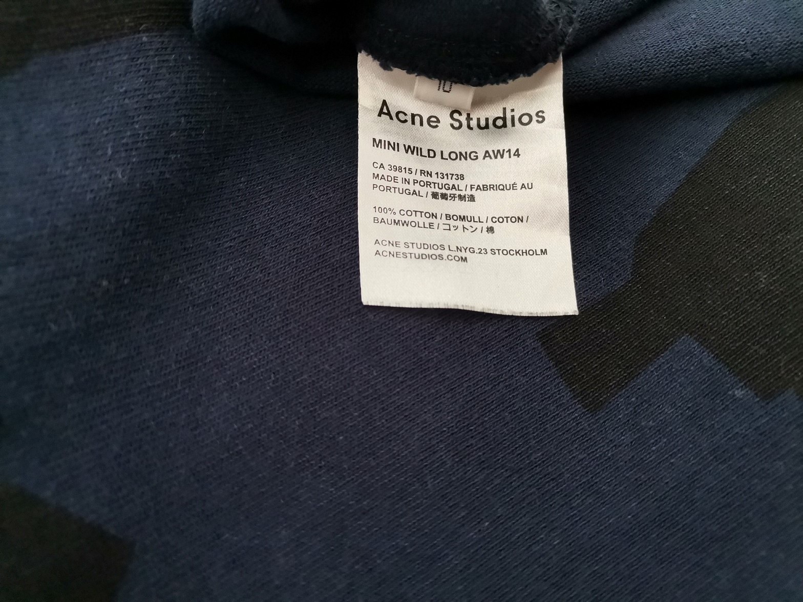 ACNE Studios Stl 10 (36) Färg Marinblå Rund hals Blus ärm 3/4 Material Bomull 100%