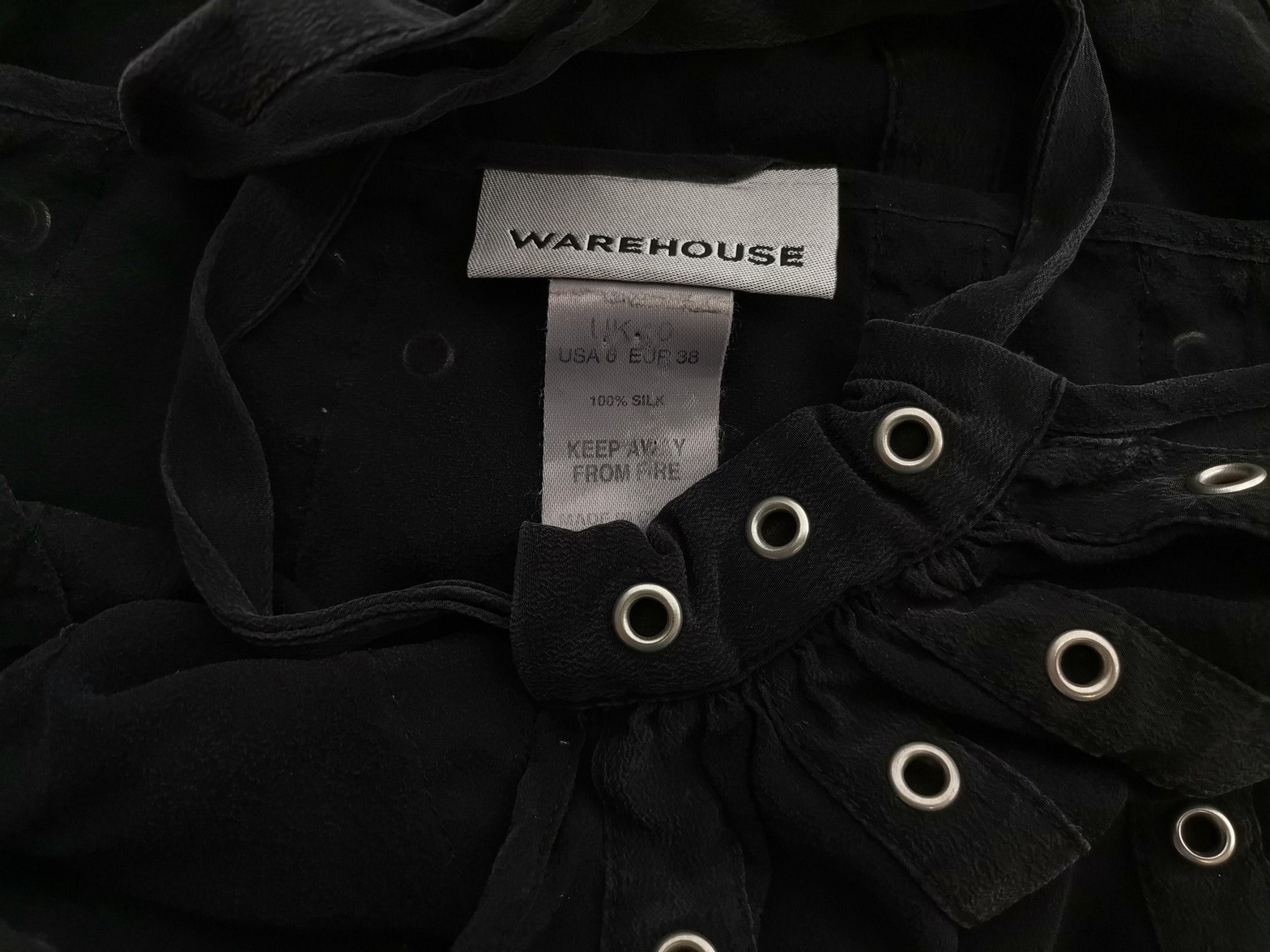 Warehouse Stl 10 (38) Färg Svart Halter Blus Ärmlös Material Siden 100%