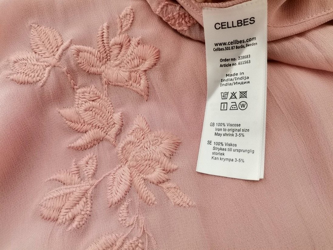 CELLBES Stl 42/44 Färg Rosa V-ringning Raka Klänningen Kortärmad Knälängd Material Viskos 100%