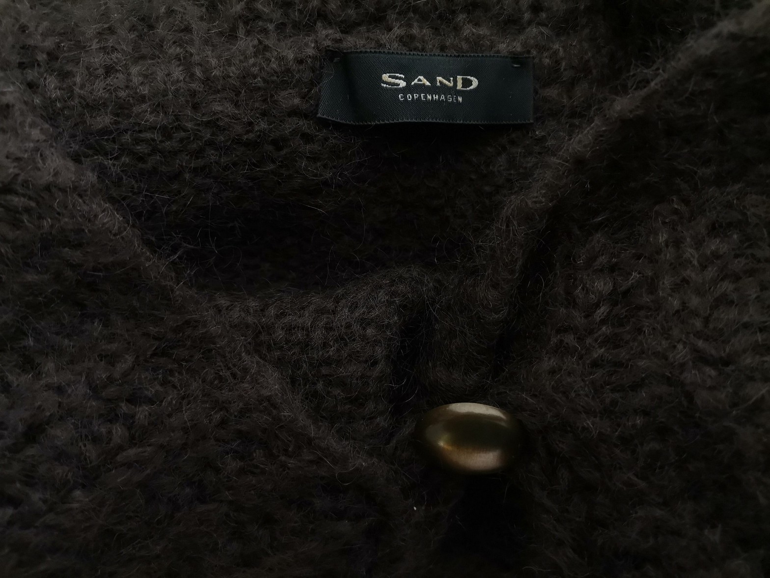 Sand Stl M Färg Brun Krage Lång knäppt kofta Långärmad Material Mohair Finstickat