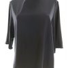 ACNE Studios Stl 40 Färg Marinblå Rund urringning Blus ärm 3/4 Material Ull