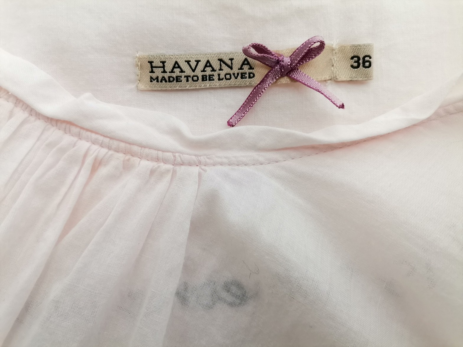 Havana Stl 36 Färg Pudrig Rosa Rund urringning Blus Långärmad Material Bomull 100%