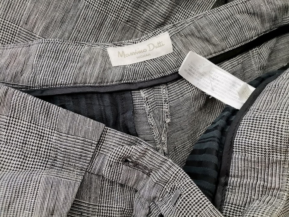 Massimo dutti Stl 36 Färg Grå Rutigt Eleganta Byxor Material Lin 100%