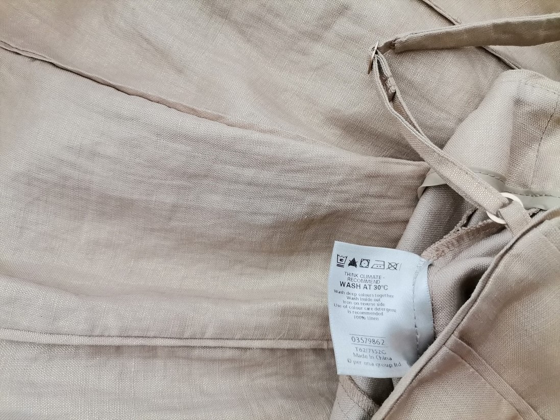 Stl 10 (38) Färg Beige Axelbandslös Maxi Klänning Ärmlös Lång Material Lin 100%