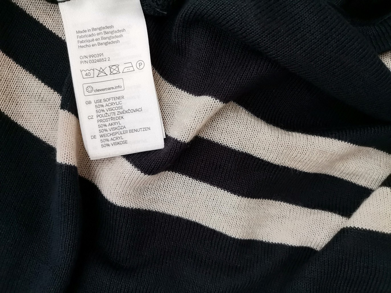 H&m Stl XS/S Färg Marinblå Ränder V-ringning Lång öppen koftkappa Långärmad Material Akryl Finstickat