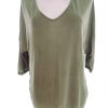 Saint tropez Stl XL Färg Khaki U-ringning Blus ärm 3/4 Material Cupro