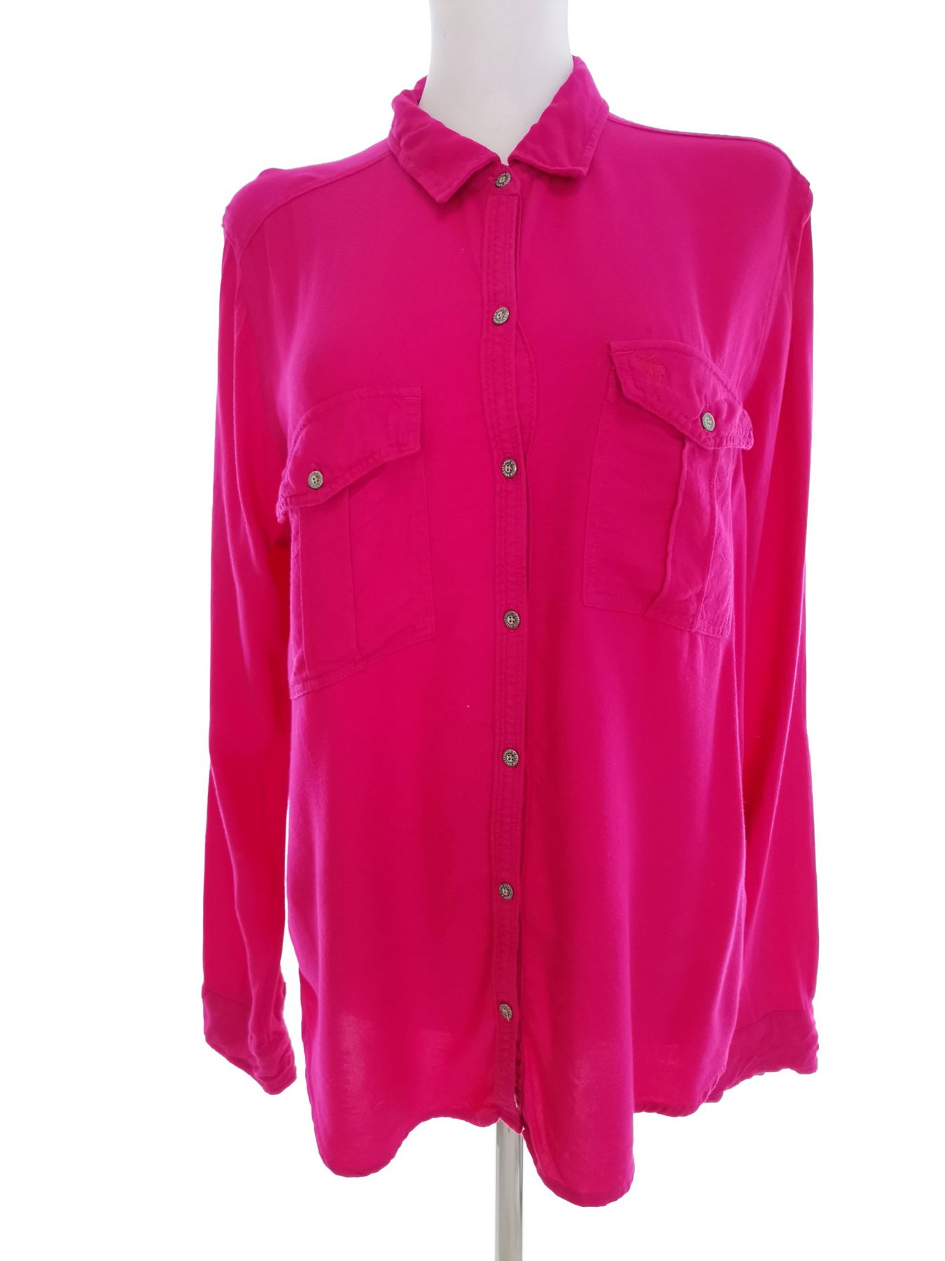 ABERCROMBIE & FITCH Stl L Färg Fuchsia Krage Knäppt Skjort Blus Långärmad Material Viskos 100%