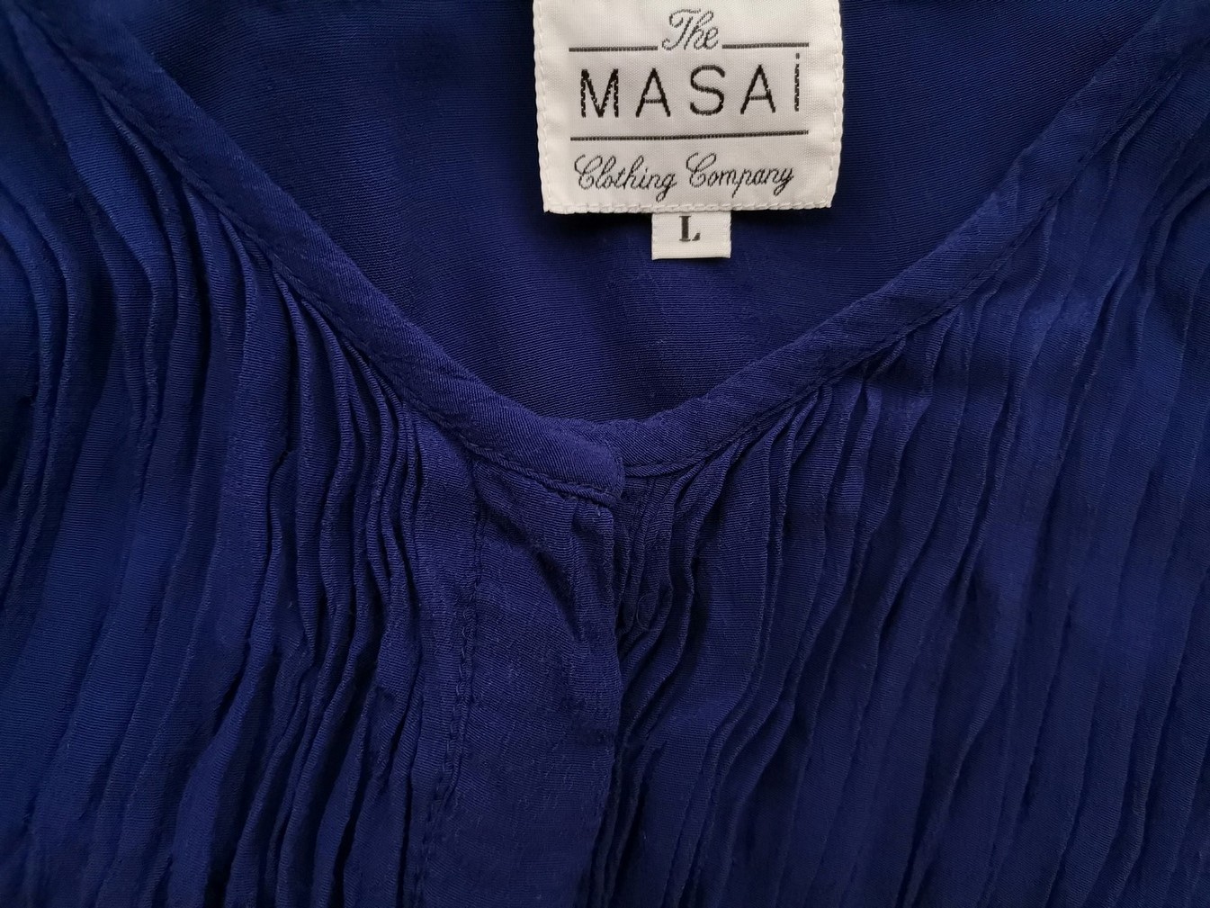 The Masai Stl L Färg Blå Rund urringning Blus Kortärmad Material Viskos 100%