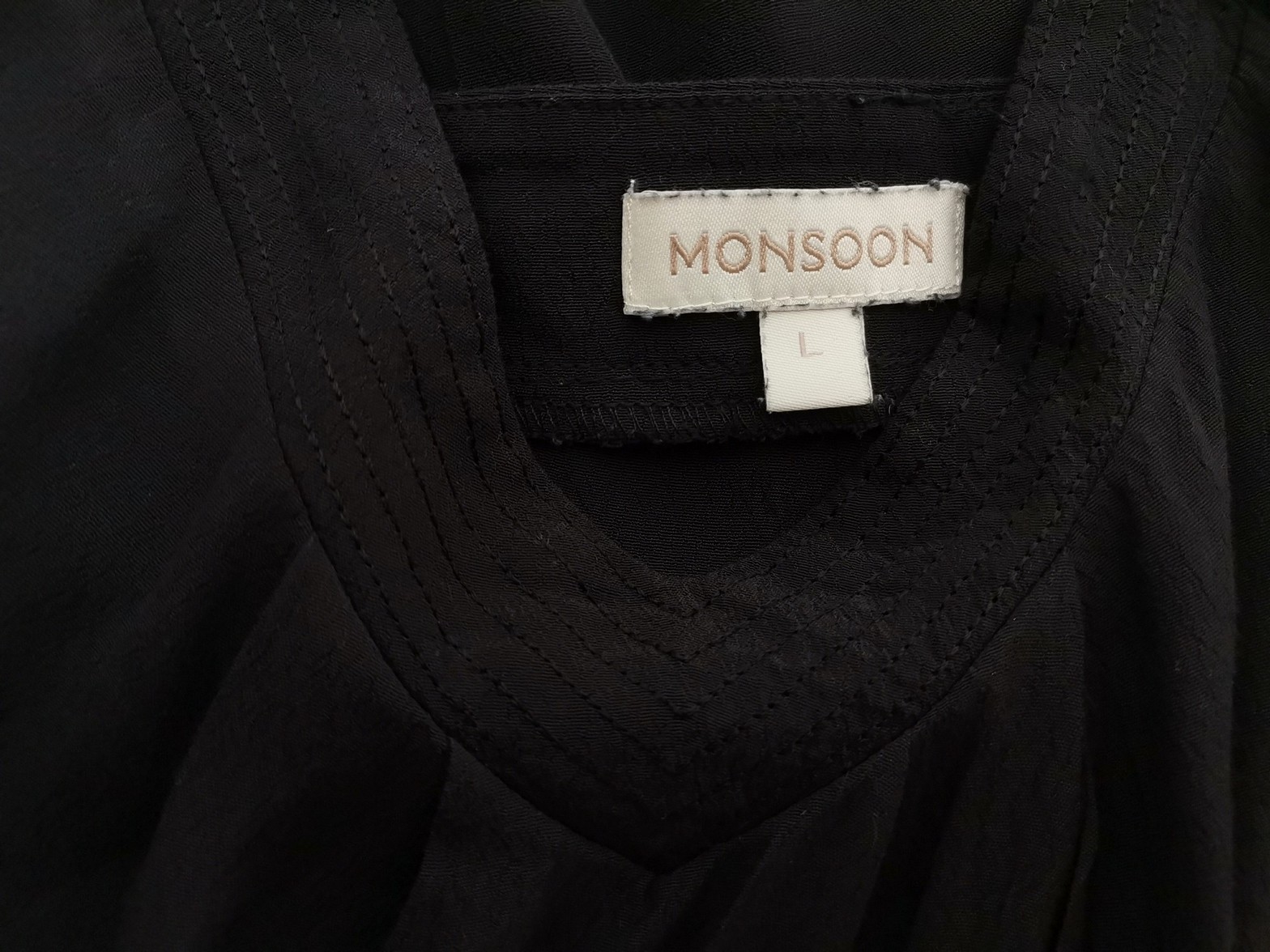 Monsoon Stl L Färg Svart V-ringning Blus Ärmlös Material Viskos