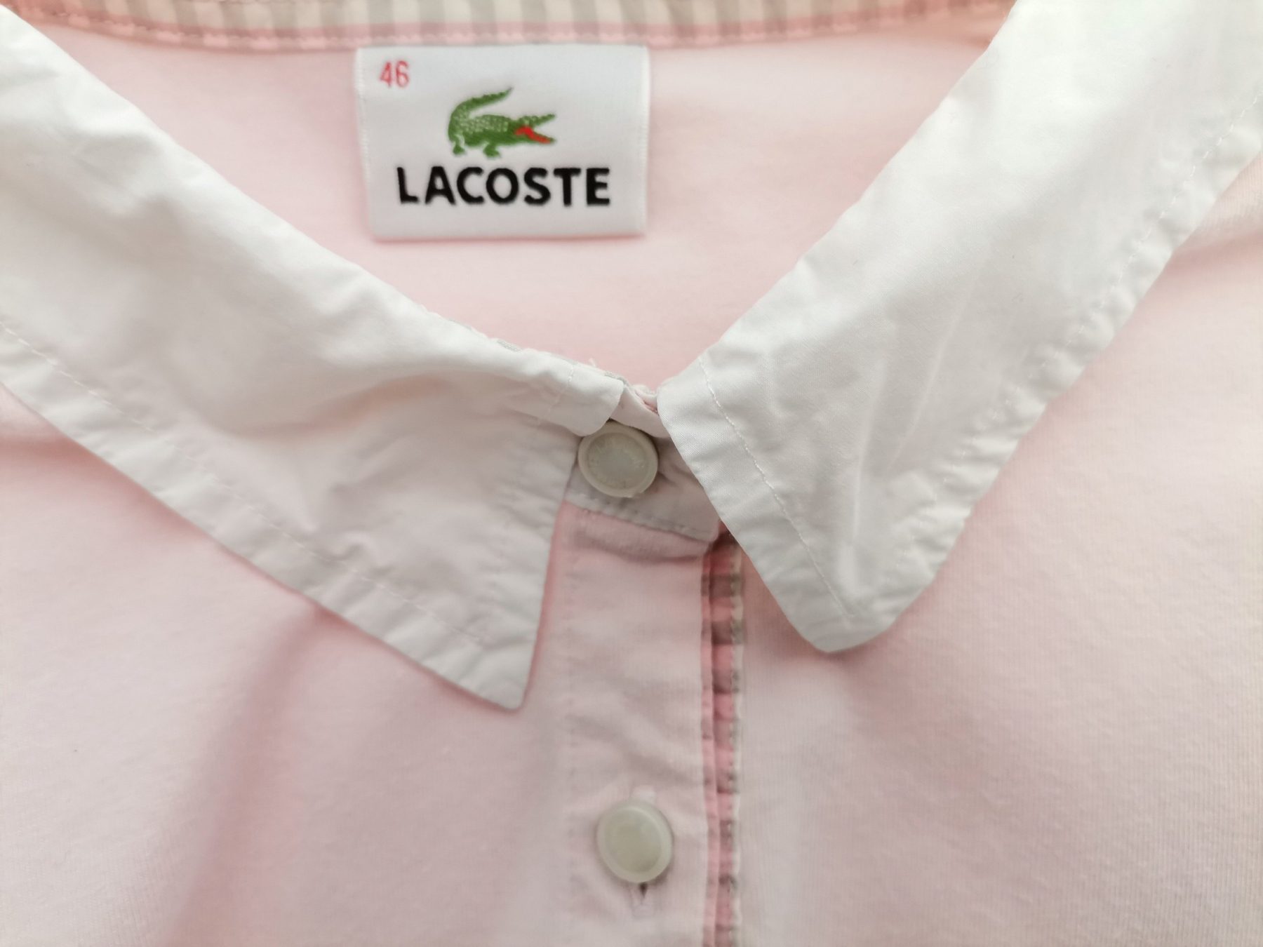 Lacoste Stl 46 Färg Rosa Krage Pikétröja ärm 3/4 Material Bomull