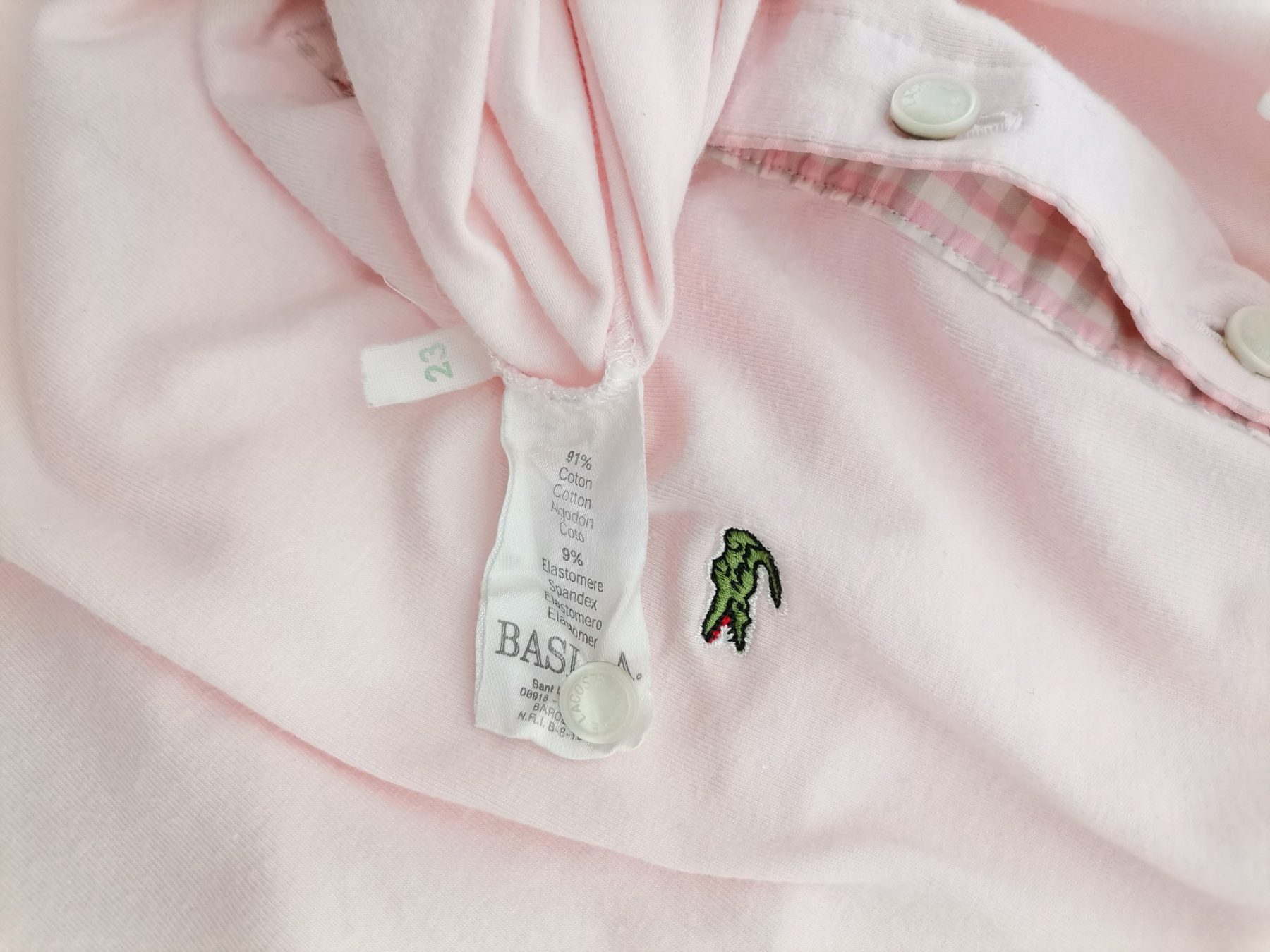 Lacoste Stl 46 Färg Rosa Krage Pikétröja ärm 3/4 Material Bomull