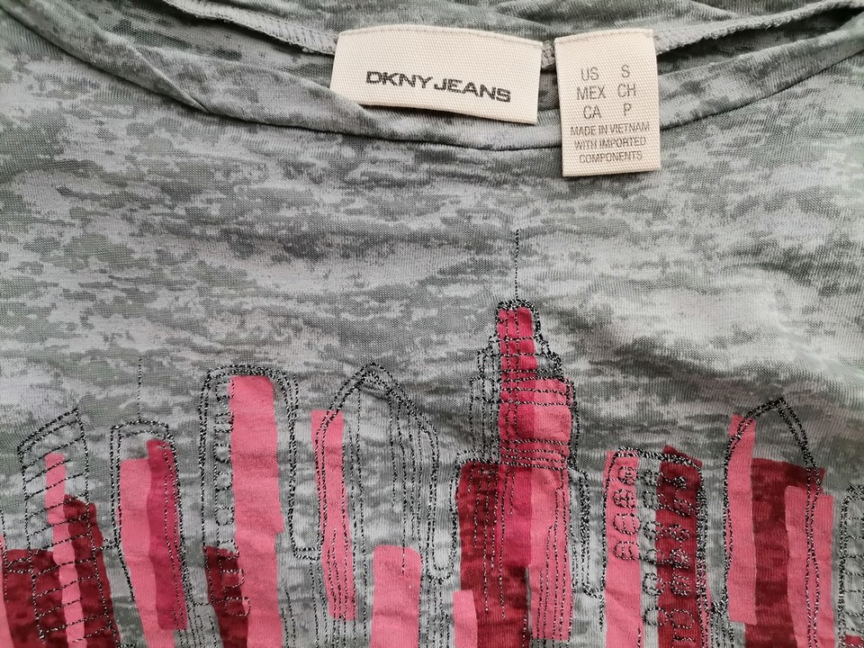 Dkny Jeans Stl S Färg Grå Båtringning T-shirt Kortärmad Material Bomull