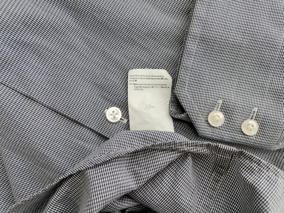 Hugo Boss Stl 17 (43) Färg Blå Rutigt Krage Herr Skjorta, elegant Långärmad Material Bomull 100%