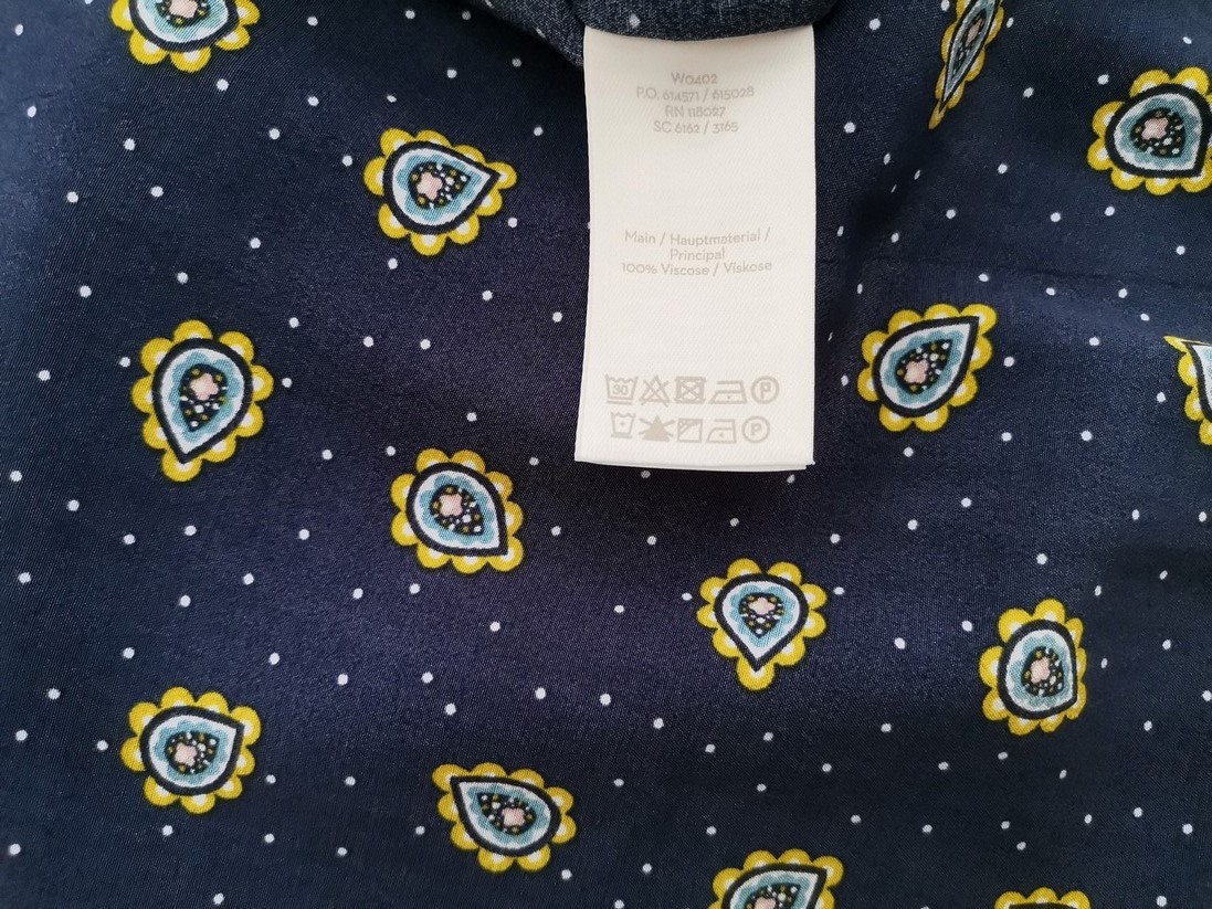 Boden Stl 8 (36) Färg Marinblå Paisley Keyhole Crew Neck Blus Kortärmad Material Viskos 100%