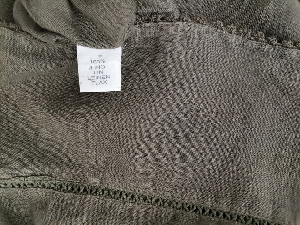 Italy Stl M Färg Khaki Kvadratisk urringning A-linje Klänning Ärmlös Knälängd Material Lin 100%