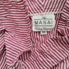 The Masai Stl XL Färg Rosa Ränder Draperad Raka Klänningen Kortärmad Midi Material Bomull