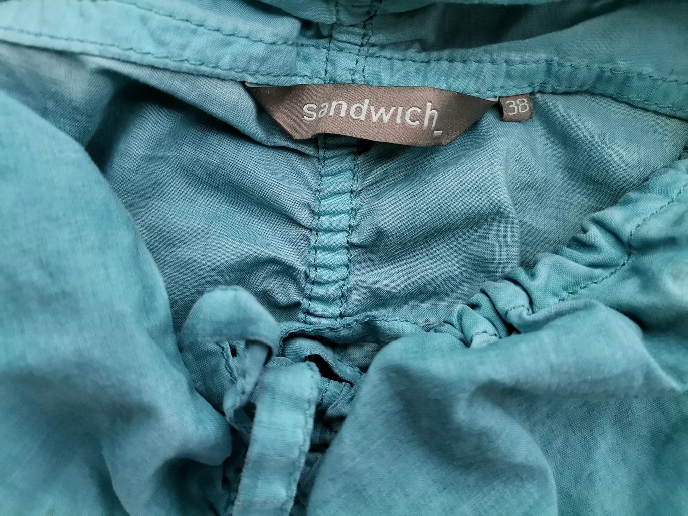 Sandwich Stl 38 Färg Blå Draperad Tunika blus Kortärmad Material Bomull 100%