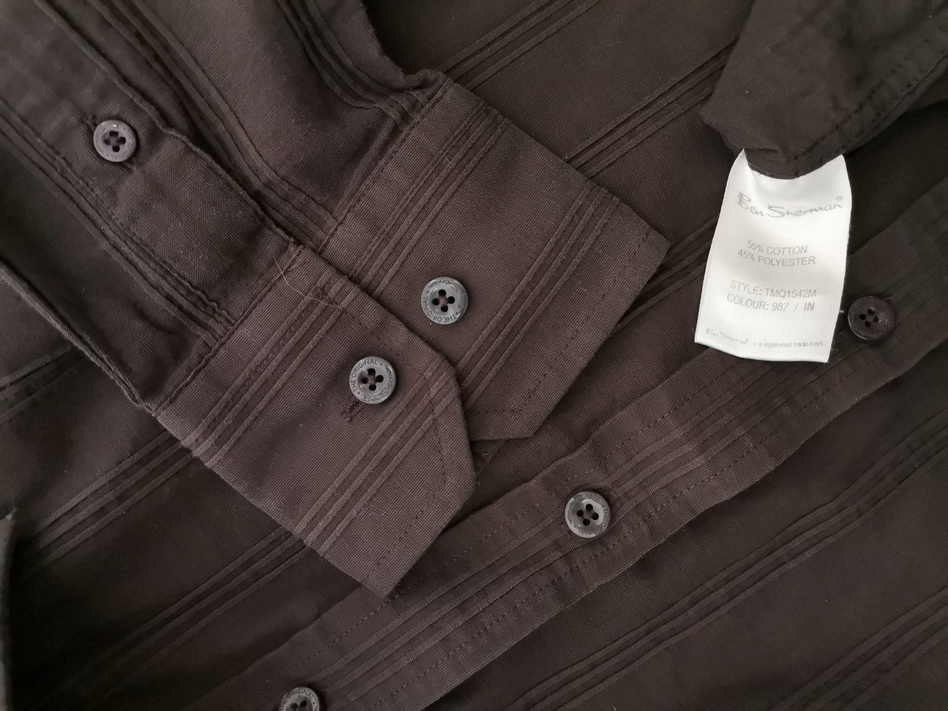 BEN SHERMAN Stl 2 (M) Färg Brun Krage Herr skjorta, casual Långärmad Material Bomull