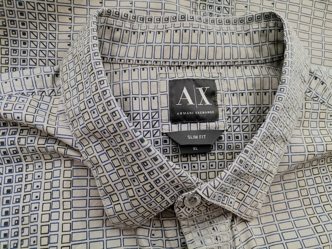 AX Armani Exchange Stl XL Färg Grå Krage Herr skjorta, casual Långärmad Material Bomull 100%