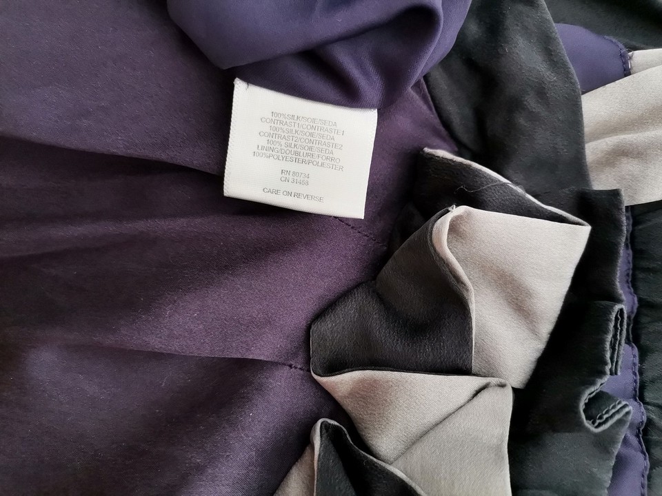 BCBG MAXAZRIA Stl 34/36 Färg Lila Kvadratisk urringning Raka Klänningen Ärmlös Knälängd Material Siden 100%