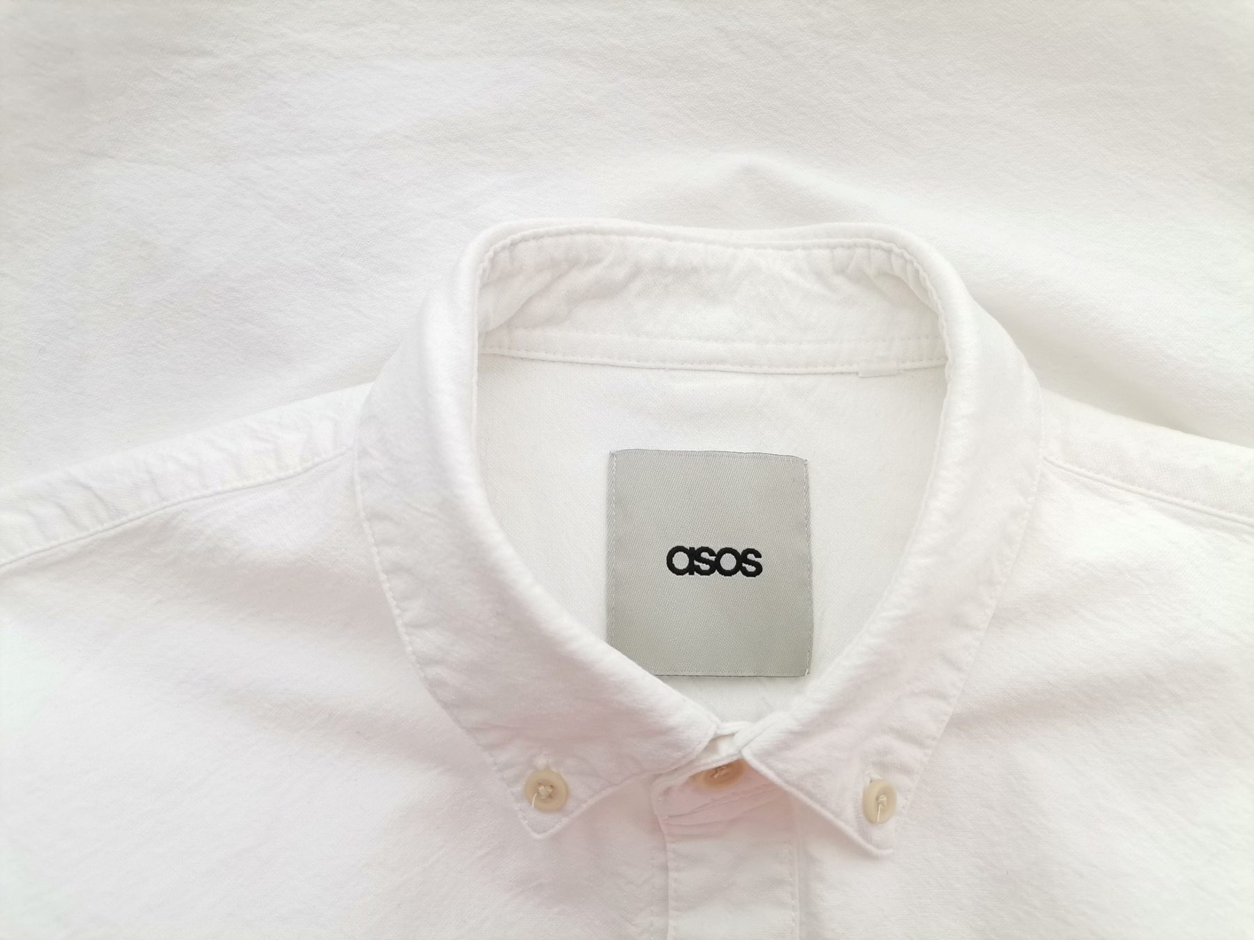 ASOS Stl S Färg Vit Krage Herr skjorta, casual Långärmad Material Bomull 100%