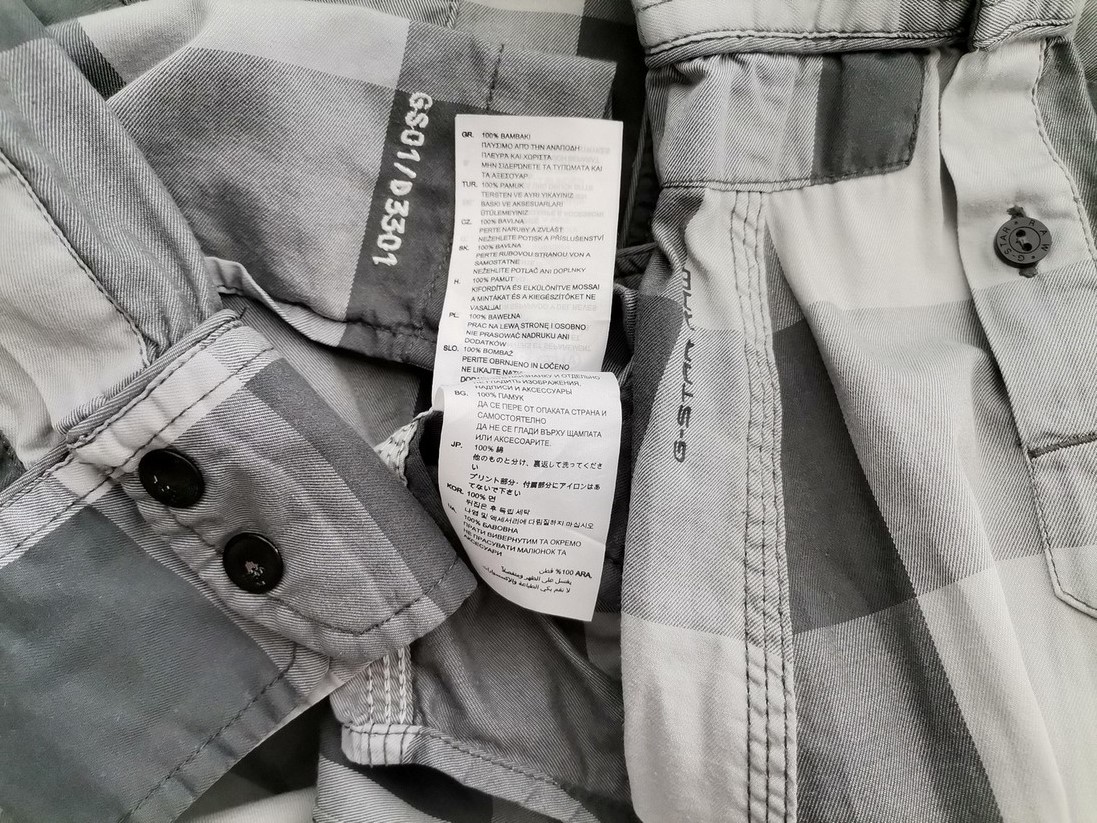 G-Star Raw Stl M Färg Grå Rutigt Krage Herr skjorta, casual Långärmad Material Bomull 100%