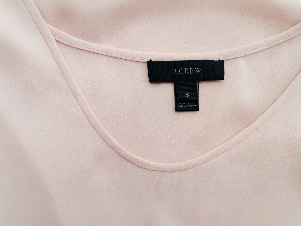 J.Crew Stl 8 (42) Färg Pudrig Rosa U-ringning Blus Kortärmad