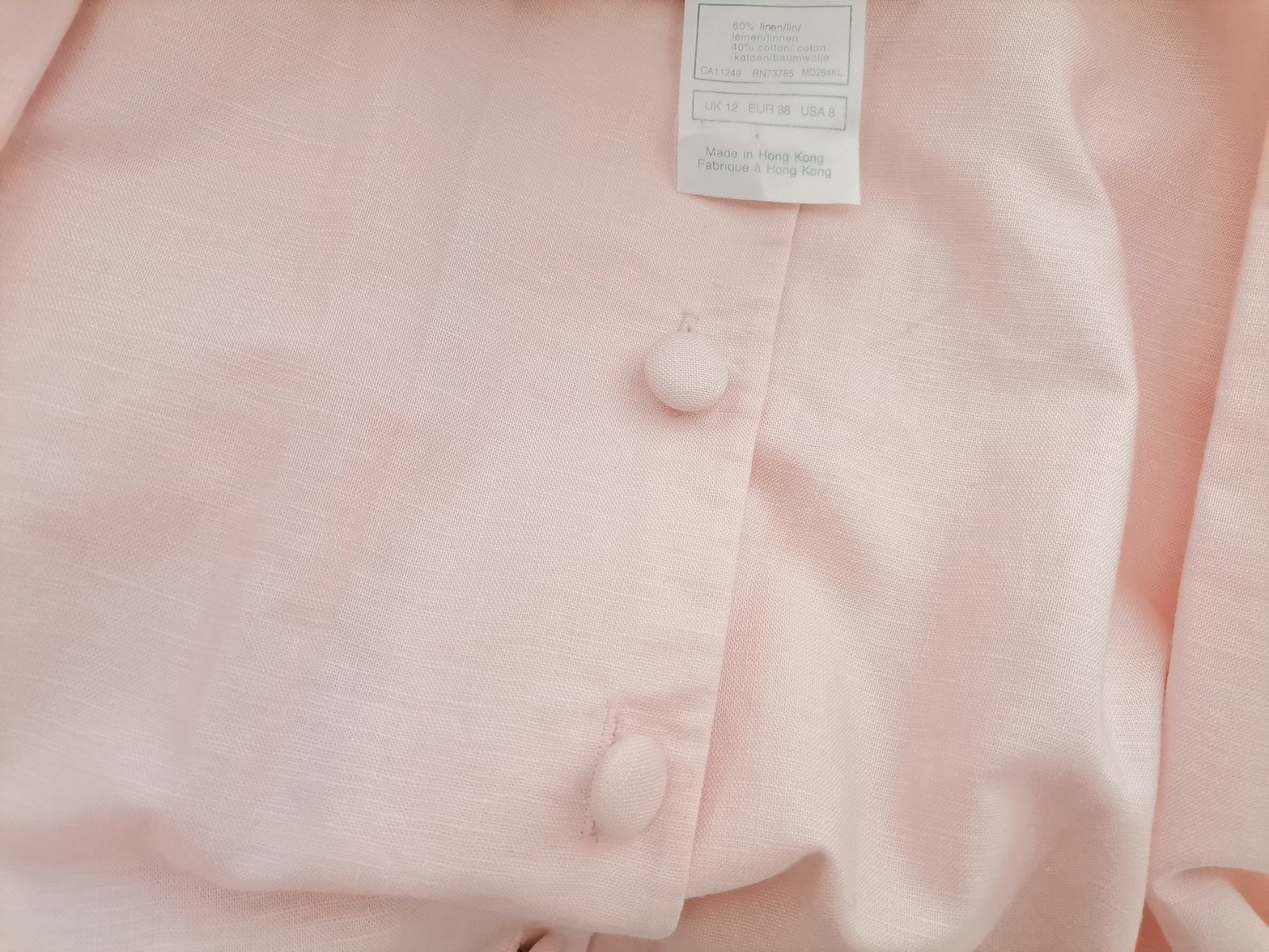 Laura ashley Stl 12 (38) Färg Rosa V-ringning Skjort Klänning Kortärmad Lång Material Lin