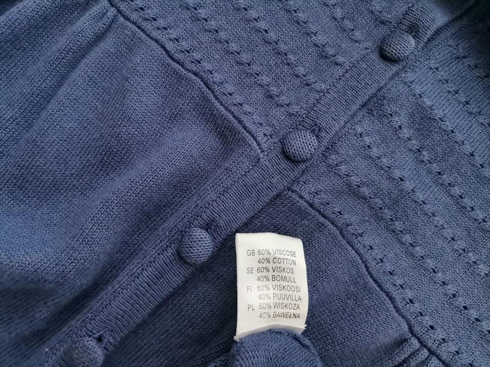 XLNT Stl 2XL (52/54) Färg Blå V-ringning Lång knäppt kofta ärm 3/4 Material Viskos