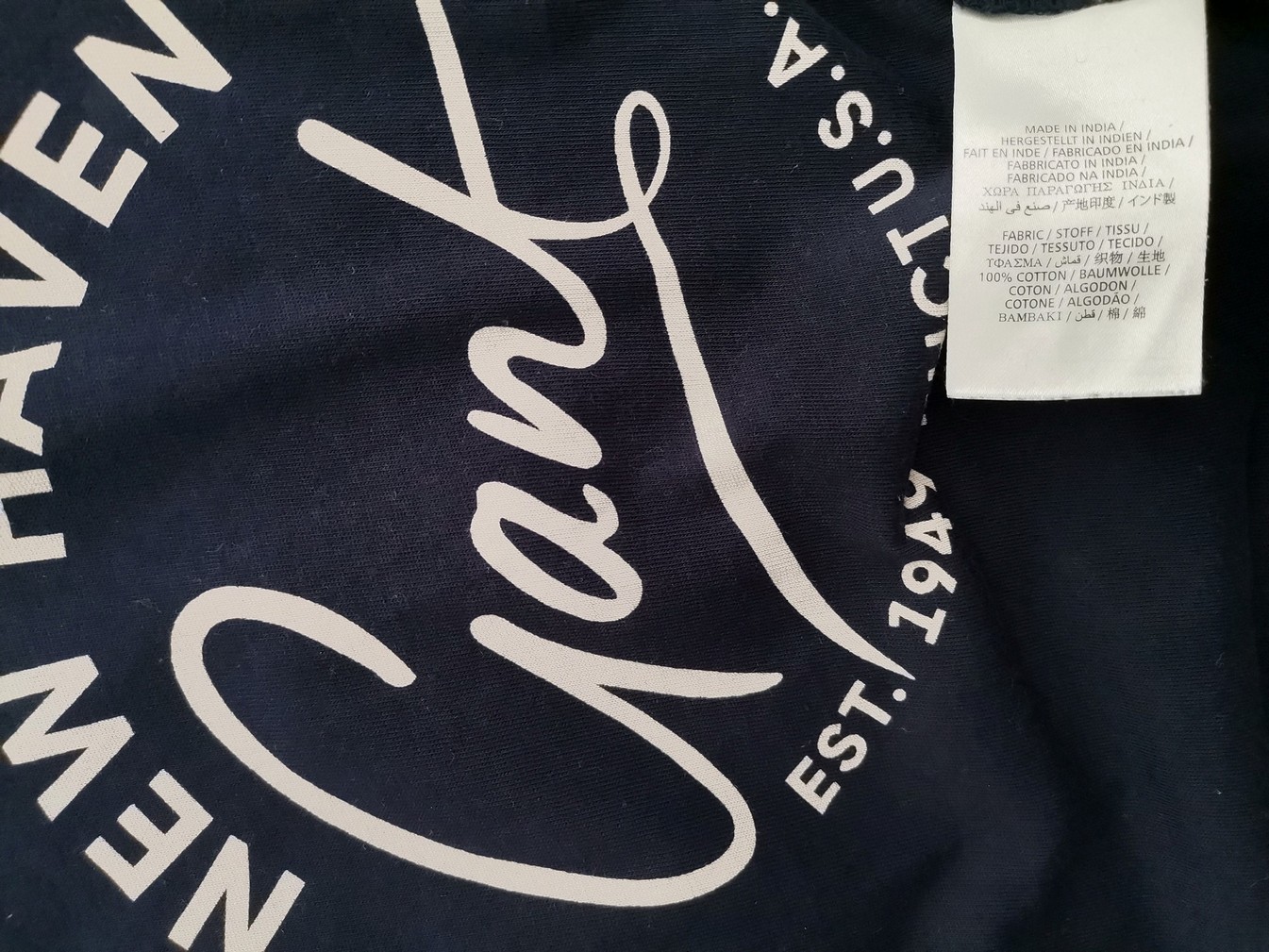 Gant Stl XS Färg Marinblå Rund hals T-shirt Kortärmad Material Bomull 100%