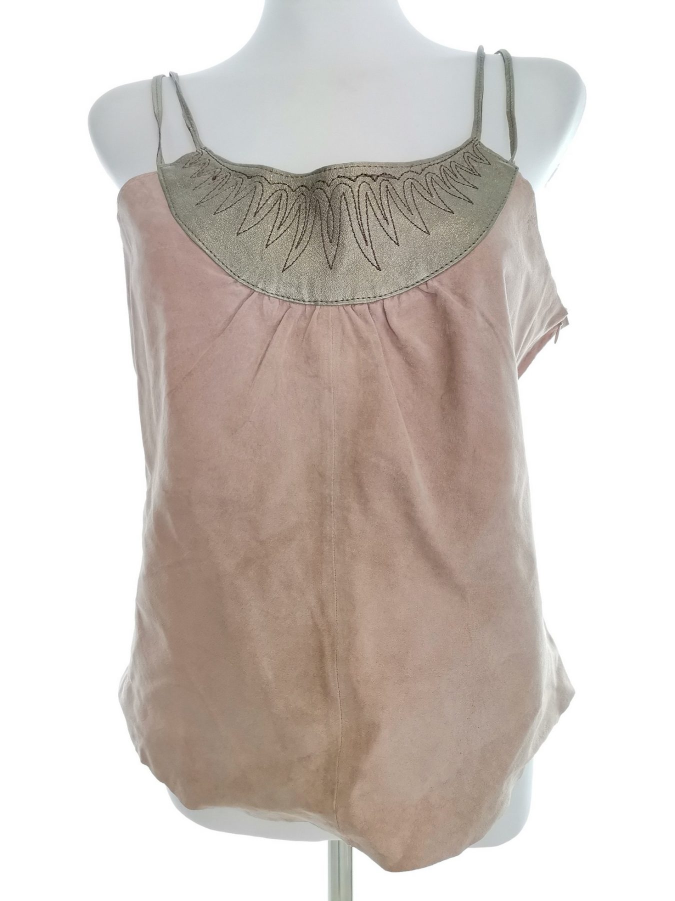 Kookai Stl 42 Färg Beige Rund urringning Blus Ärmlös