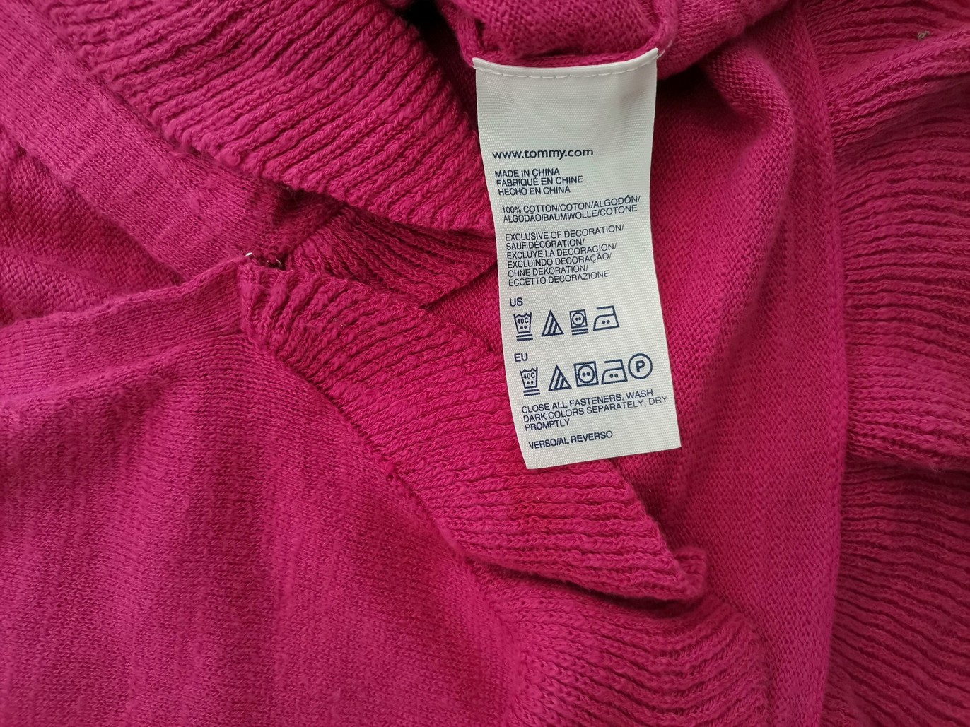 Tommy hilfiger Stl M Färg Rosa V-ringning Koftbolero Långärmad Material Bomull 100% Finstickat