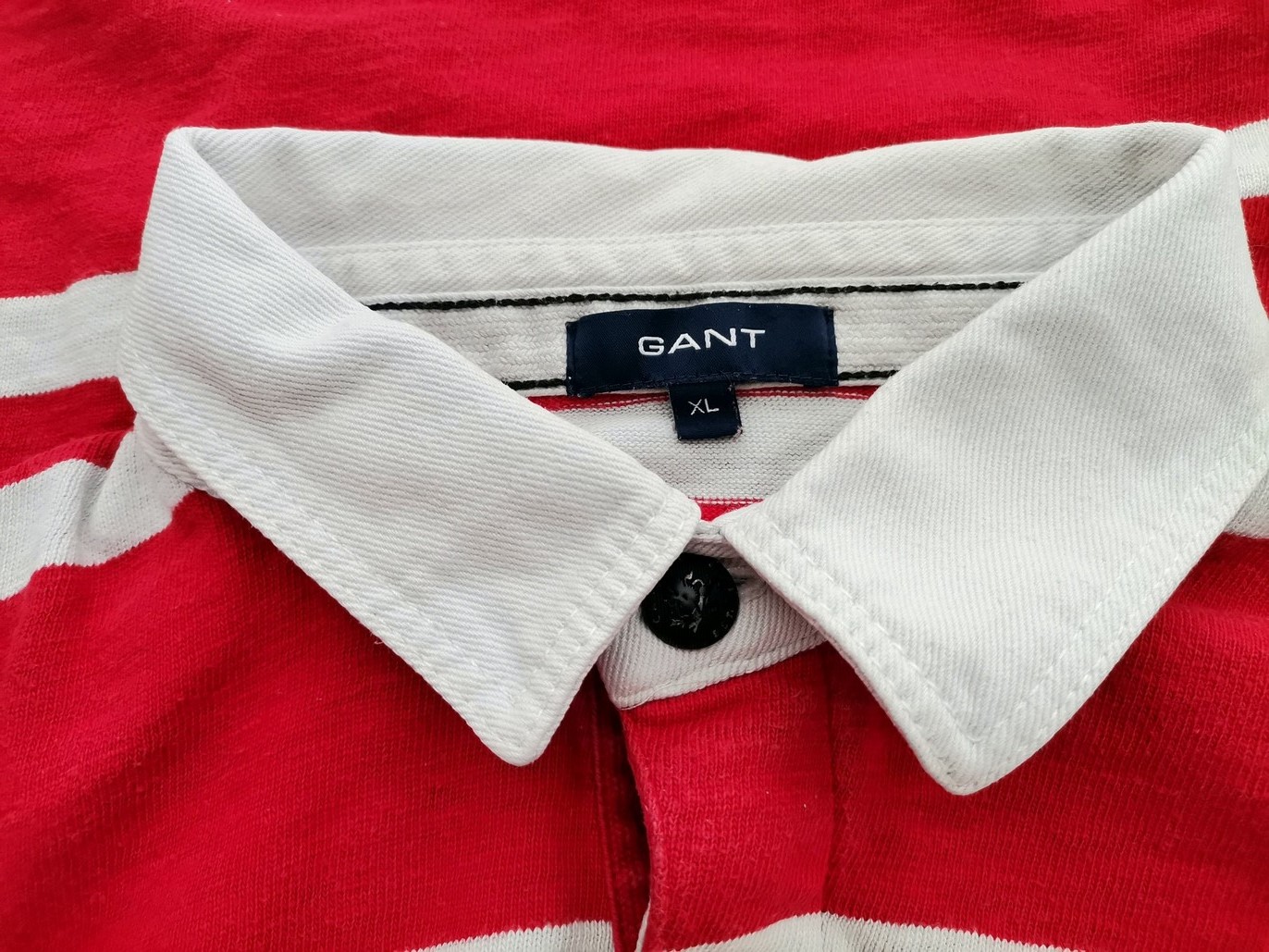 Gant Stl XL Färg Röd Ränder Krage Herr Polo Långärmad Material Bomull 100%