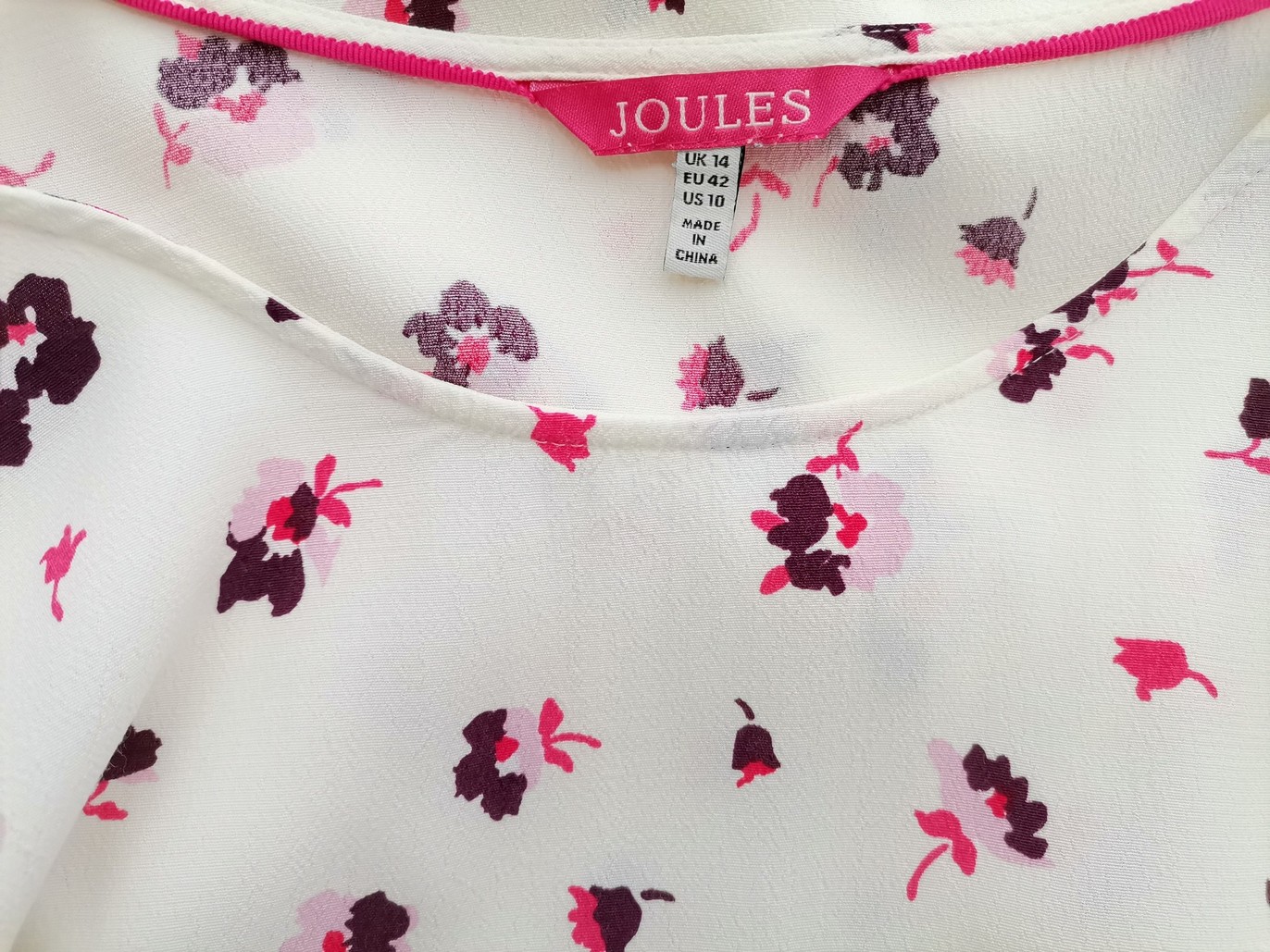 Joules Stl 14 (42) Färg Elfenben Rund urringning Tunika blus ärm 3/4 Material Viskos 100%