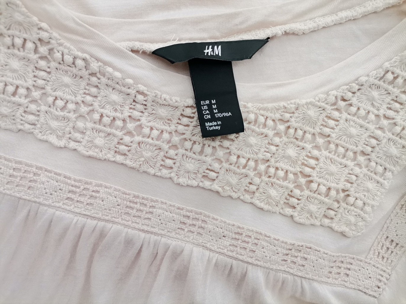 H&m Stl M Färg Elfenben Båtringning Blus ärm 3/4 Material Viskos 100%