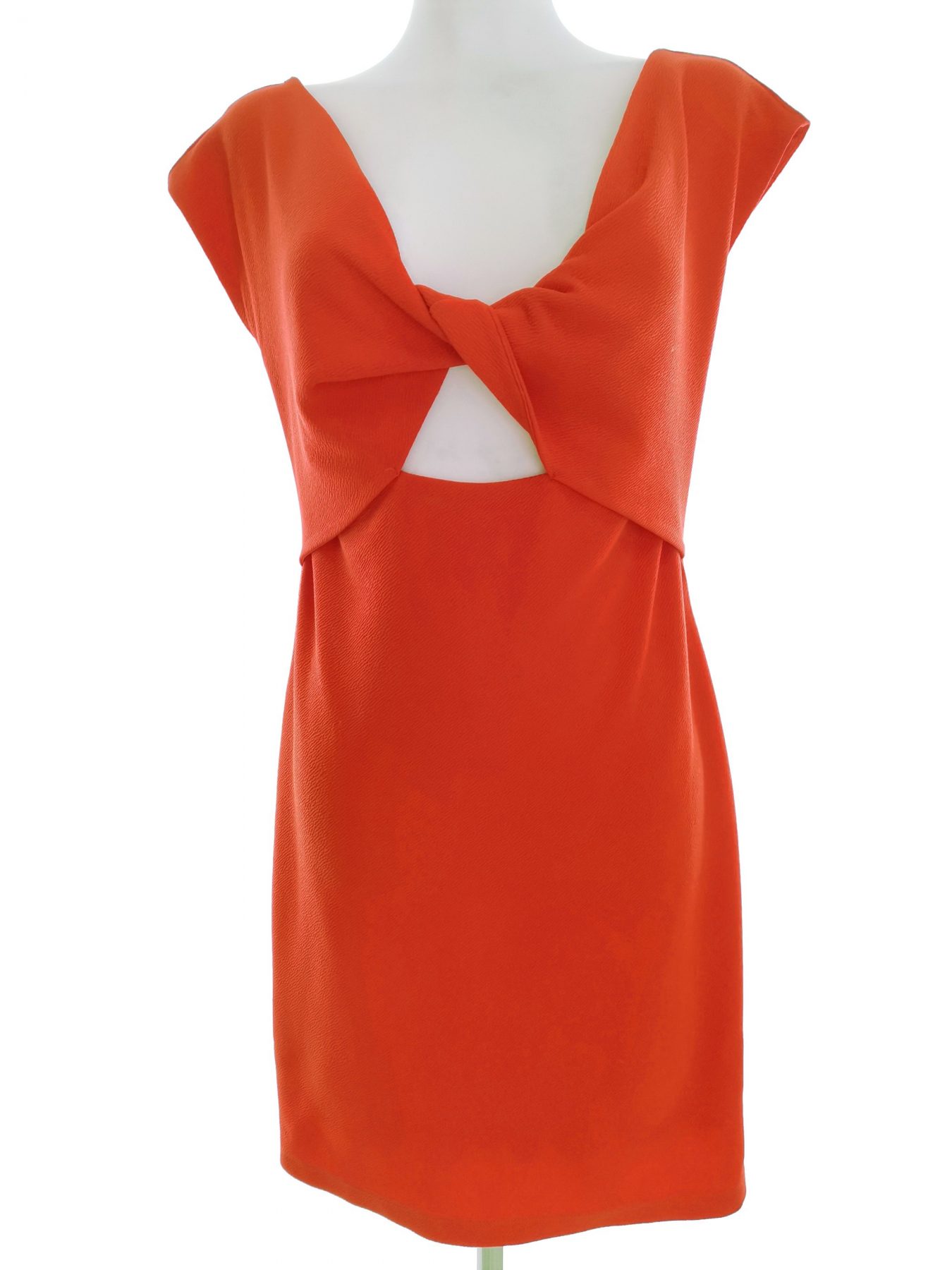 Miss selfridge Stl 40 Färg Orange Båtringning Kroppsnära Klänning Kortärmad Knälängd