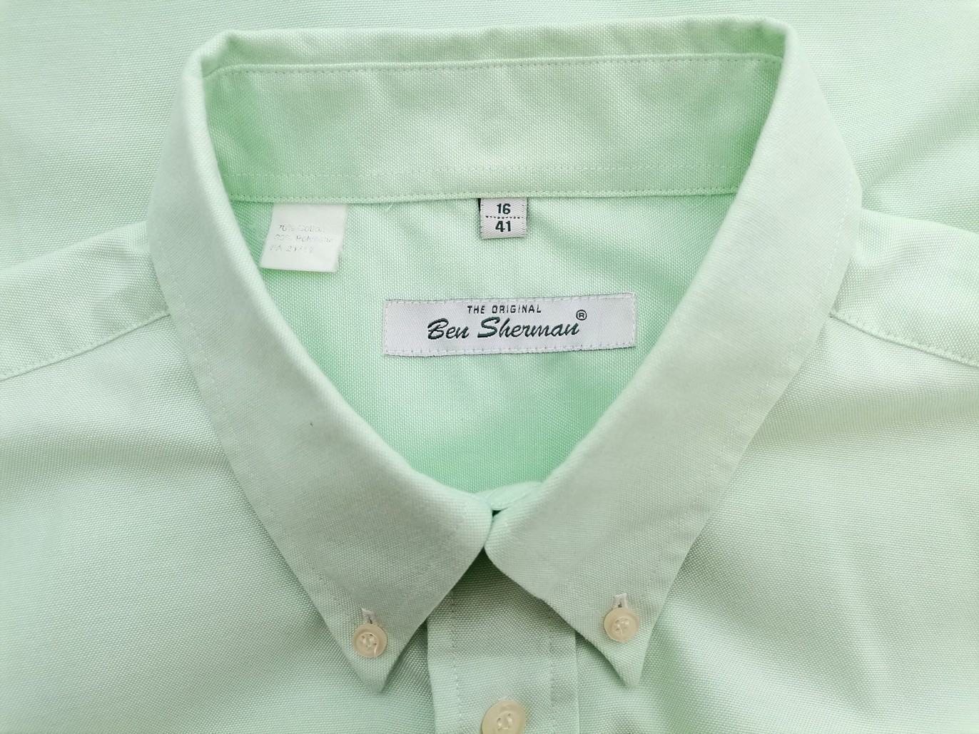 BEN SHERMAN Stl 16 (41) Färg Mintgrön Krage Herr Skjorta, elegant Kortärmad Material Bomull